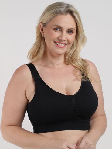 Sutiã Top Jacquard Sem Costura Plus Size Feminino PRETO