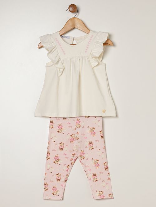 Conjunto Curto Infantil Para Menina - OFF WHITE