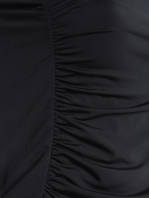 Blusa Cropped Assimétrico Franzido Feminina PRETO