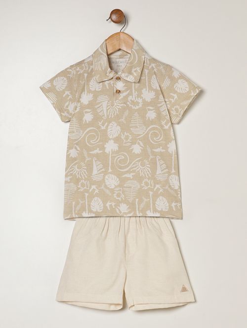 Conjunto Curto Infantil Para Menino - BEGE