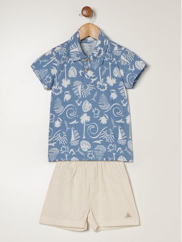 Conjunto Curto Infantil Para Menino - AZUL