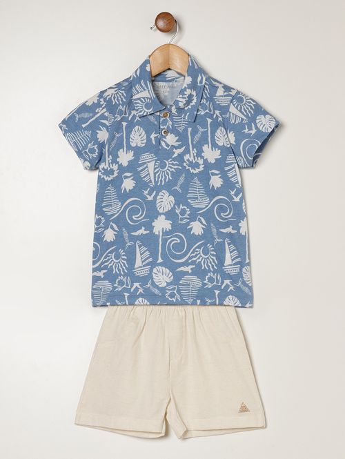 Conjunto Curto Infantil Para Menino - AZUL