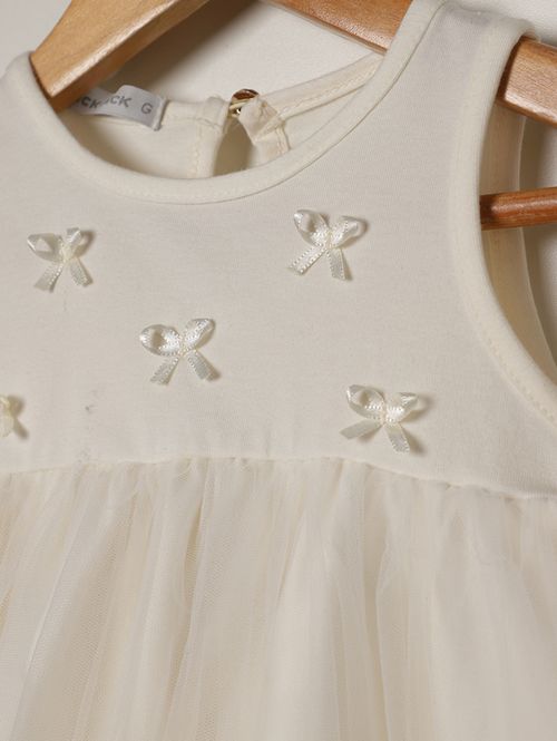 Vestido Cotton Leve Com Tule Infantil Para Bebê- OFF WHITE