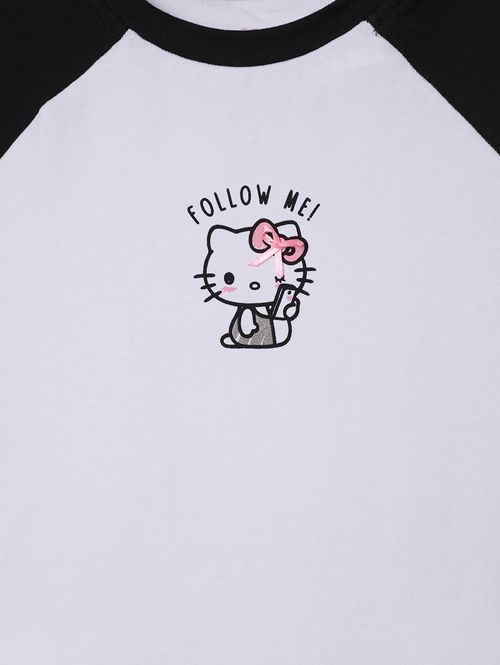Blusa Manga Curta Hello Kitty Juvenil Para Menina BRANCO