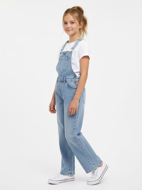 Jardineira Wide Leg Juvenil Para Menina - AZUL