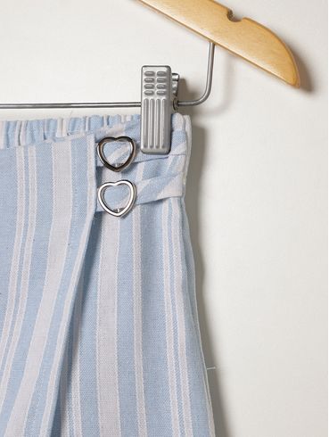 Short Saia Listrado Juvenil Para Menina - AZUL