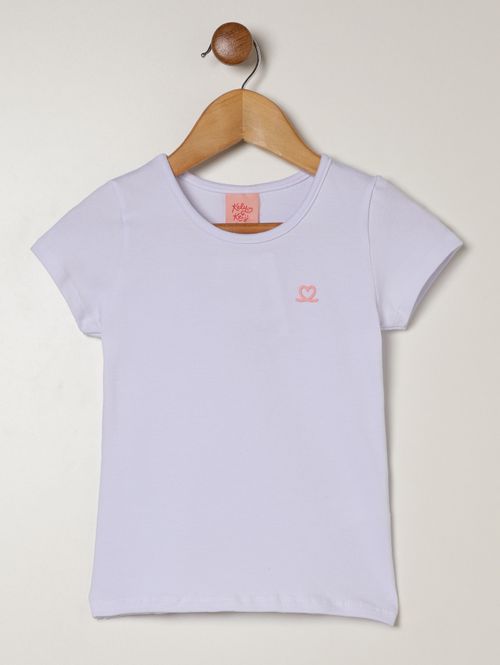 Blusa Manga Curta Infantil Para Menina - BRANCO