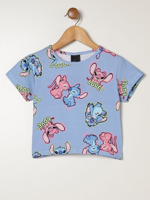 Blusa Cotton Stitch Infantil Para Menina - AZUL