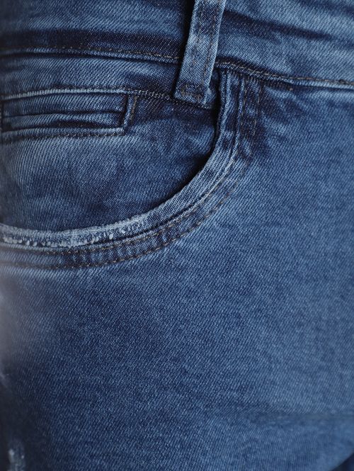 Bermuda Jeans Puídos Masculina AZUL