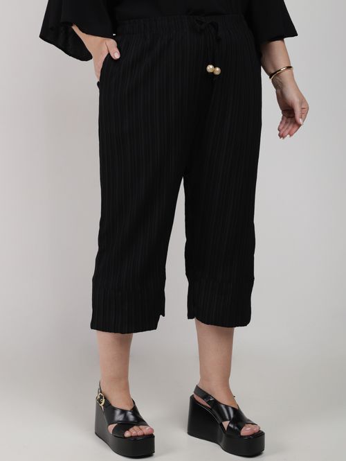 Calça Pantacourt Plus Size Feminina PRETO
