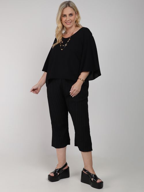 Calça Pantacourt Plus Size Feminina PRETO