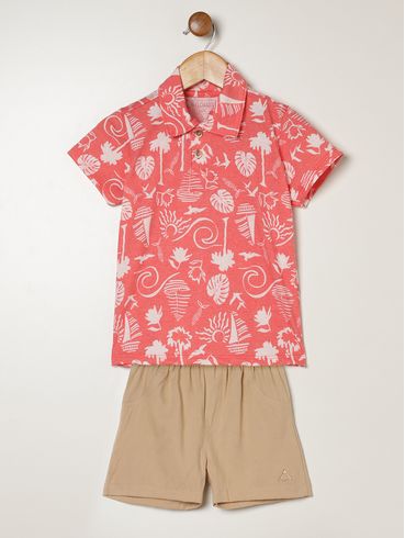 Conjunto Curto Infantil Para Menino - VERMELHO