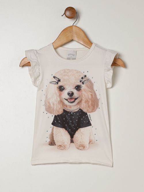 Blusa Malha Estampada Infantil Para Menina- PRETO