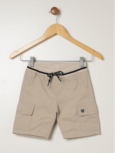 Bermuda Sarja Cargo Infantil Para Menino - AREIA