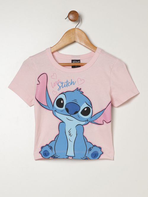 Camiseta Stitch Disney Infantil Para Menina - ROSA