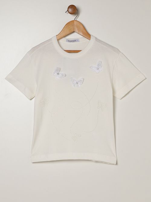Camiseta Manga Curta Infantil Para Menina - OFF WHITE