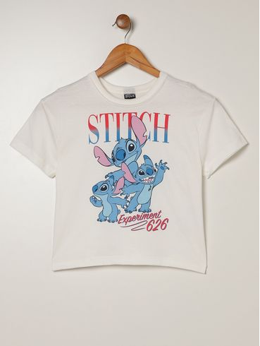 Camiseta Stitch Disney Juvenil Para Menina - NATURAL