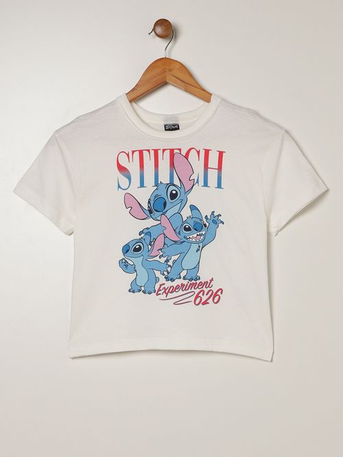 Camiseta Stitch Disney Juvenil Para Menina - NATURAL