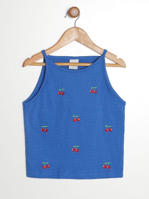 Blusa Regata Malha Juvenil Para Menina - AZUL