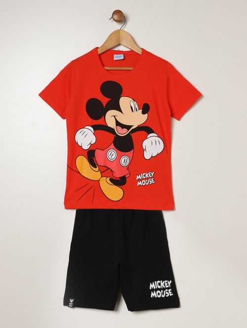 Conjunto Curto Mickey Mouse Infantil Para Menino- LARANJA