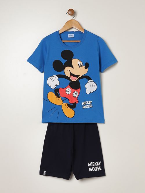 Conjunto Curto Mickey Mouse Infantil Para Menino- AZUL
