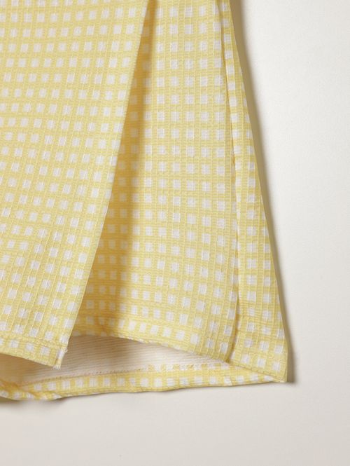 Short Saia Xadrez Vels Juvenil Para Menina- AMARELO