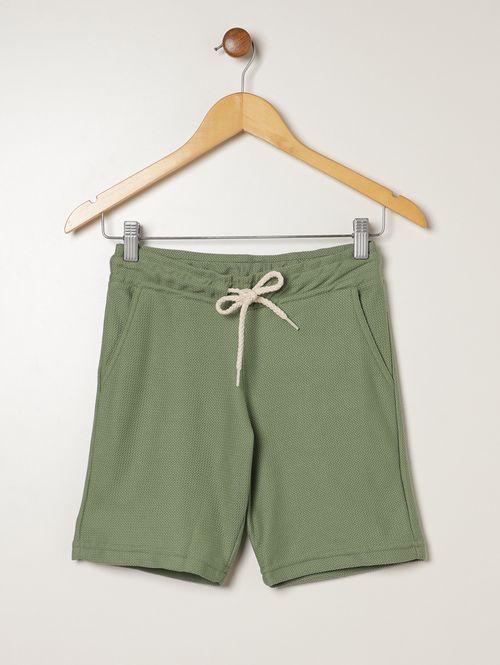 Bermuda Malha Wafe Juvenil Para Menino - VERDE