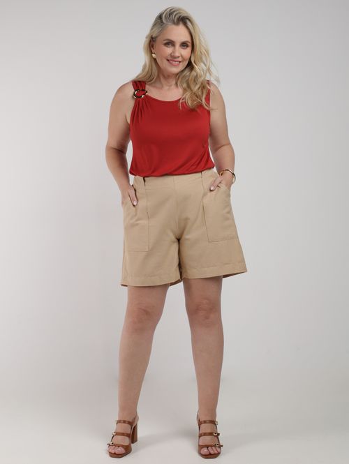 Blusa Malha Crepe Autentique Plus Size Feminina TELHA