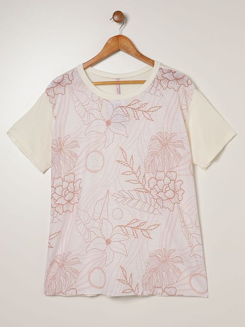 Blusa Manga Curta Plus Size Feminina OFF WHITE