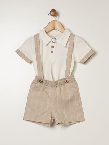 Conjunto Curto Infantil Para Bebê - OFF WHITE