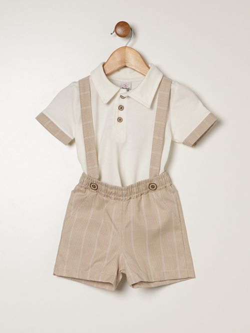 Conjunto Curto Infantil Para Bebê - OFF WHITE