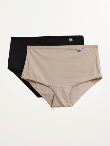 Kit Com 02 Caclinhas Microfibra Feminina BEGE/PRETO