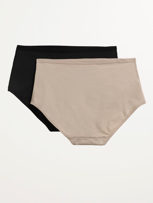 Kit Com 02 Caclinhas Microfibra Feminina BEGE/PRETO