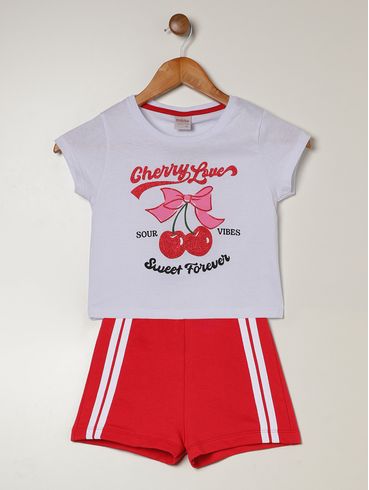 Conjunto Curto Juvenil Para Menina - BRANCO