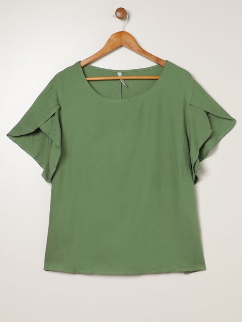 Blusa Manga Tulipa Plus Size Feminina VERDE