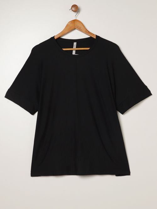 Blusa Manga Curta Plus Size Feminina PRETO