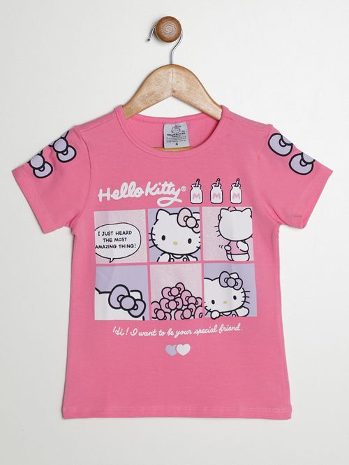 Blusa Laço Hello Kitty Infantil Para Menina - ROSA