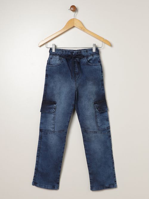 Calça Jeans Cargo Juvenil Para Menino - AZUL
