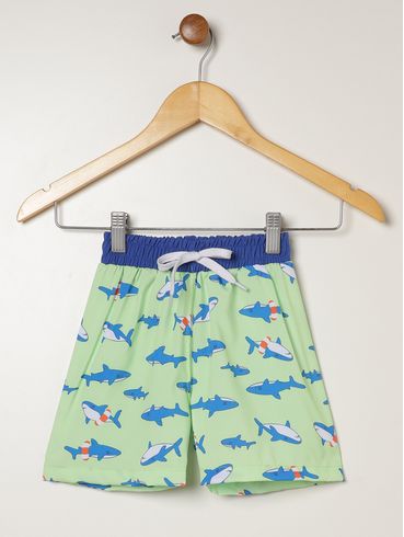Bermuda Tubarão Infantil Para Menino - VERDE