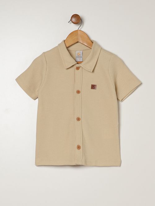 Camisa Malha Tricot Infantil Para Menino - BEGE