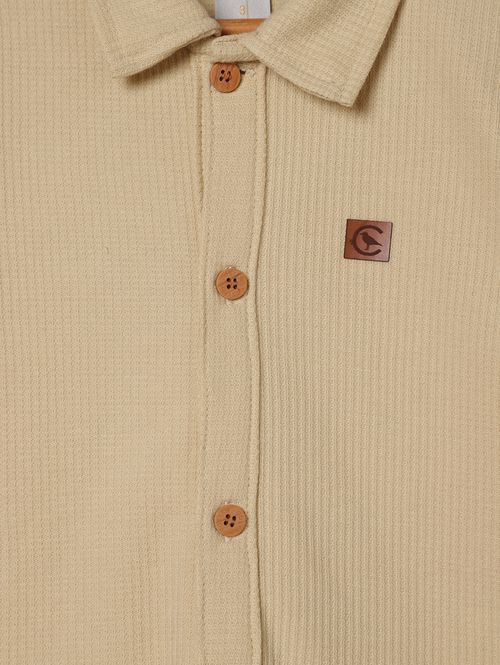 Camisa Malha Tricot Infantil Para Menino - BEGE