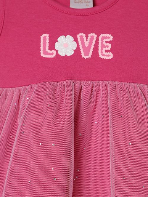 Vestido Cotton Com Tule Infantil Para Bebê - PINK