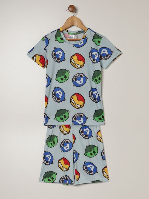 Pijama Curto Avengers Infantil Para Menino - AZUL