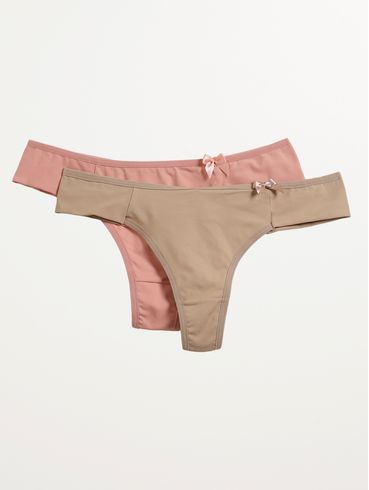 Kit Com 02 Calcinhas Fio Duplo Feminina BEGE/ROSE