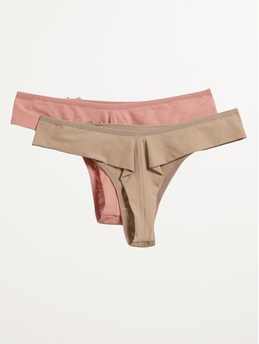 Kit Com 02 Calcinhas Fio Duplo Feminina BEGE/ROSE