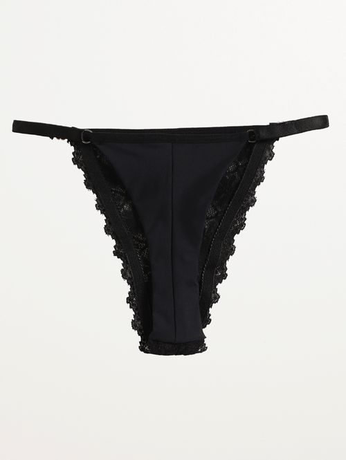 Calcinha Renda Fio Duplo Feminina PRETO