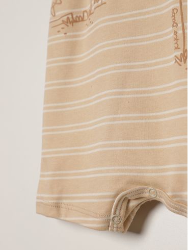 Macacão Dino Infantil Para Bebê - BEGE