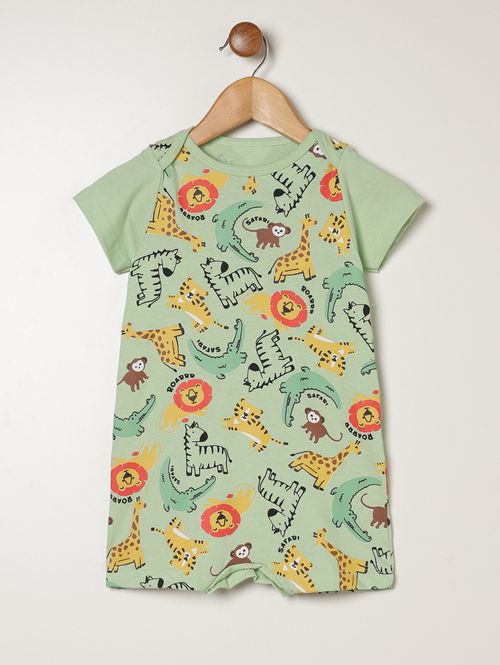 Macacão Estampado Infantil Para Bebê - VERDE