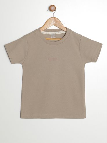 Camiseta Manga Curta Infantil Para Menino- BEGE