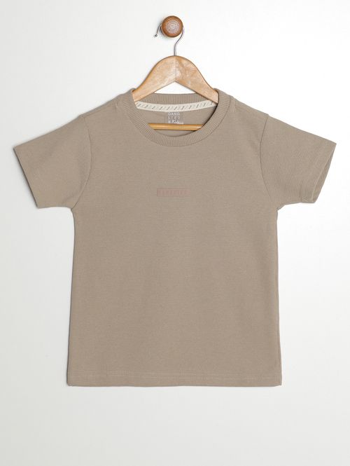 Camiseta Manga Curta Infantil Para Menino- BEGE